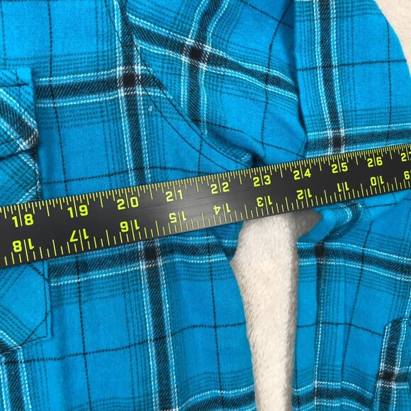 Wrangler Mens Shirt Large Long Sleeve Pearl Snaps Plaid Casual Classic Y2K Blue - Picture 4 of 11